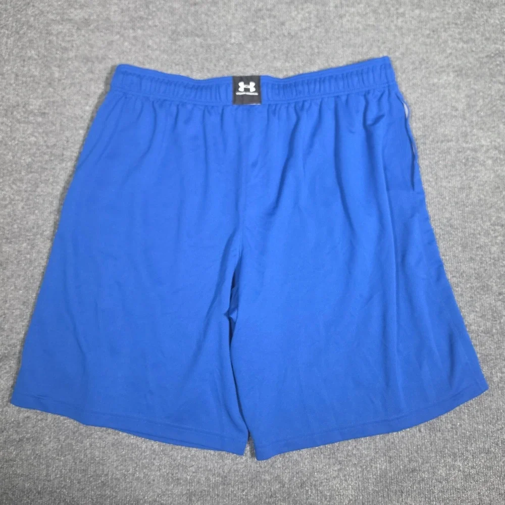 Under Armour Mens 2XL Blue HeatGear Basketball Shorts Loose Fit Striped Athletic